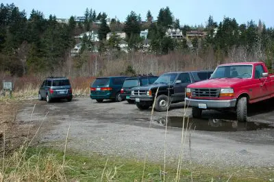 Beach parking area before