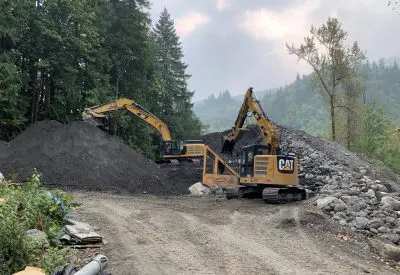Excavators sorting material