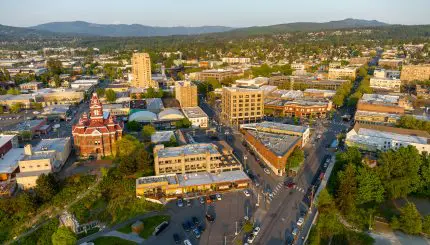 Looking at downtown Bellingham from above.