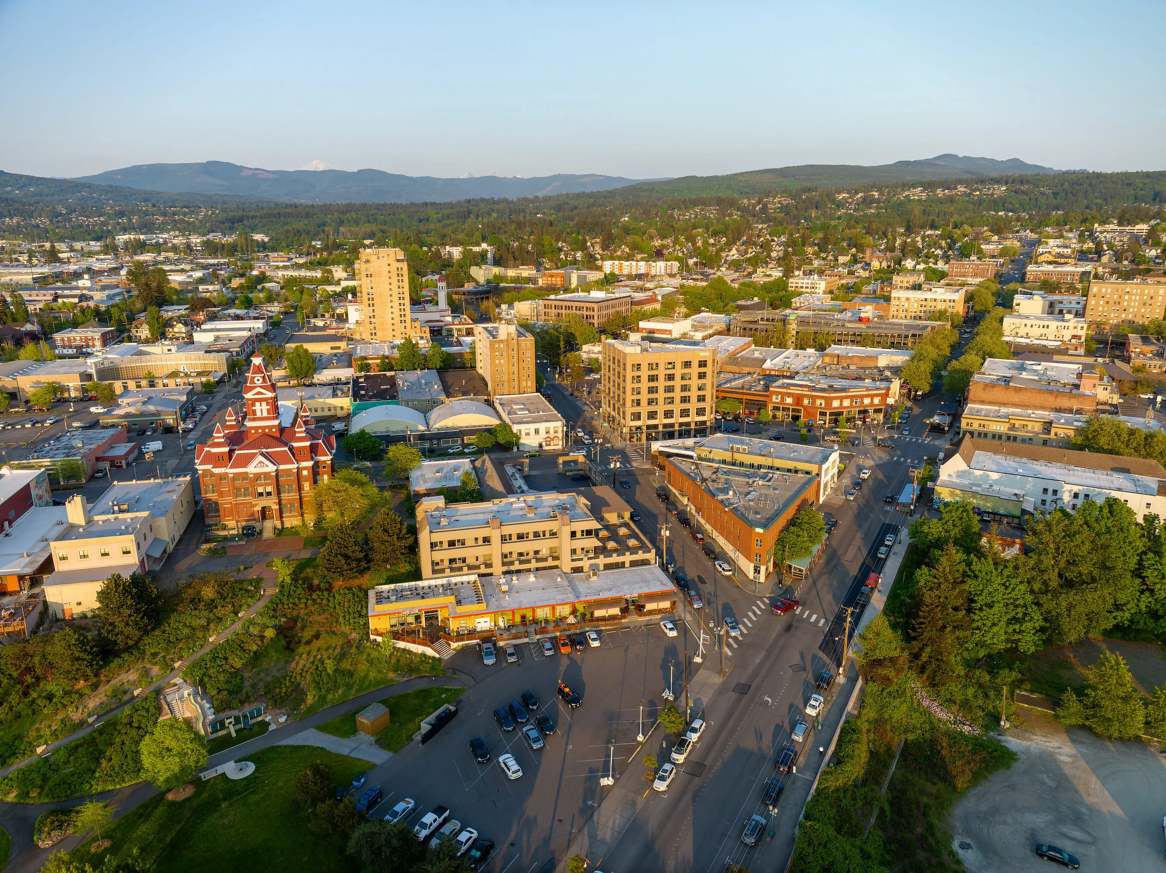 Looking at downtown Bellingham from above.