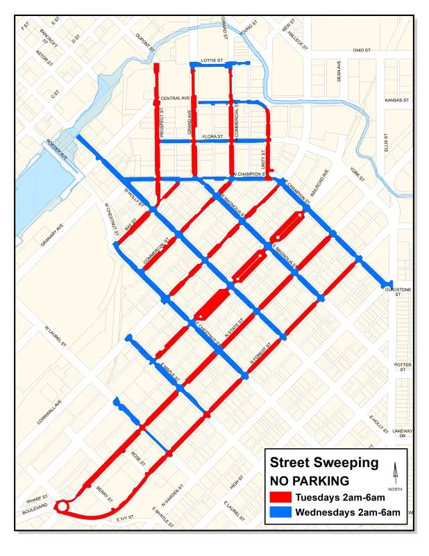 Downtown street sweeping map