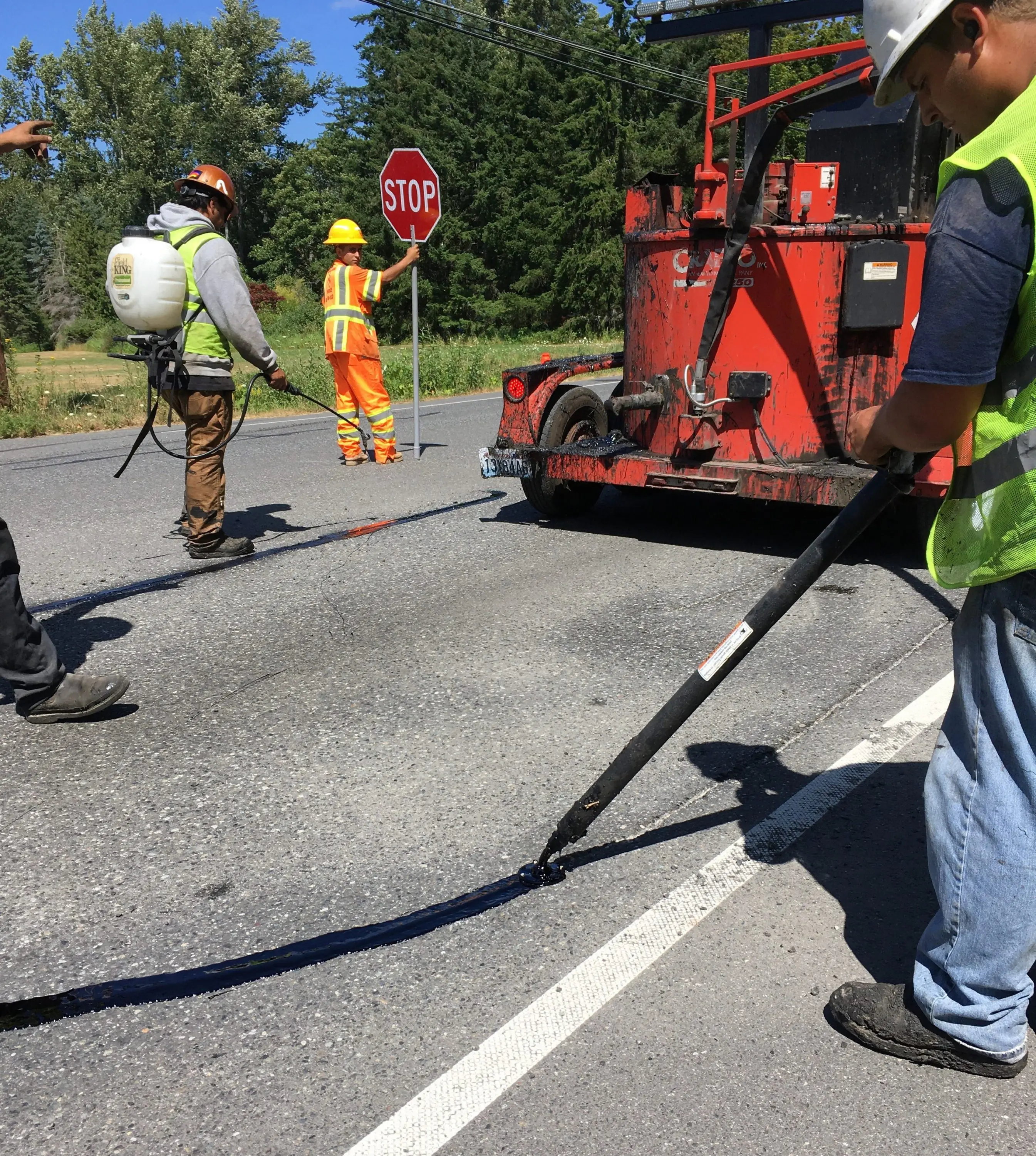 crack sealing on Bakerview July 15