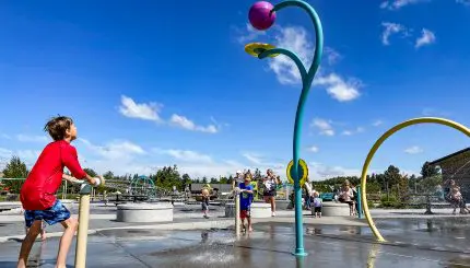 Kids play in a spray park