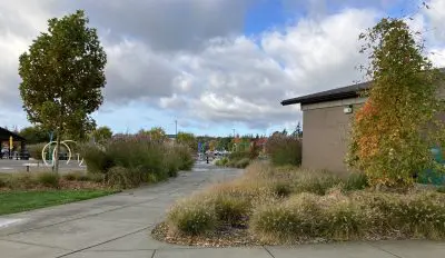 Walking path leading to spray park