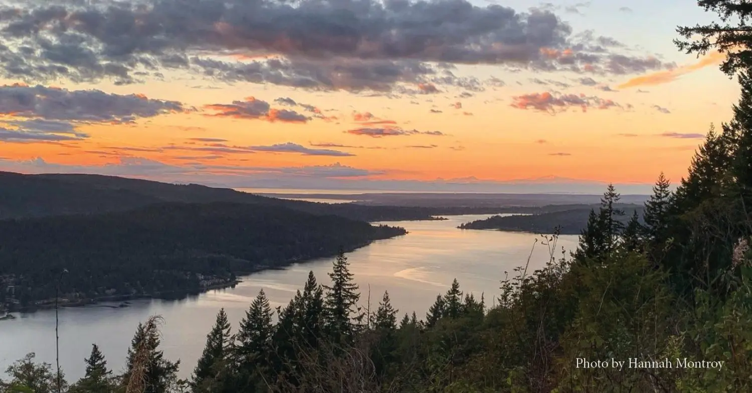 Landscape image of Lake Whatcom at sunset