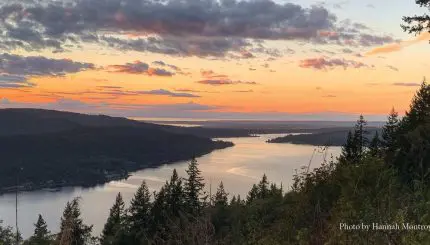 Landscape image of Lake Whatcom at sunset