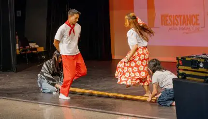 Dancers perform at an APIDA heritage celebration