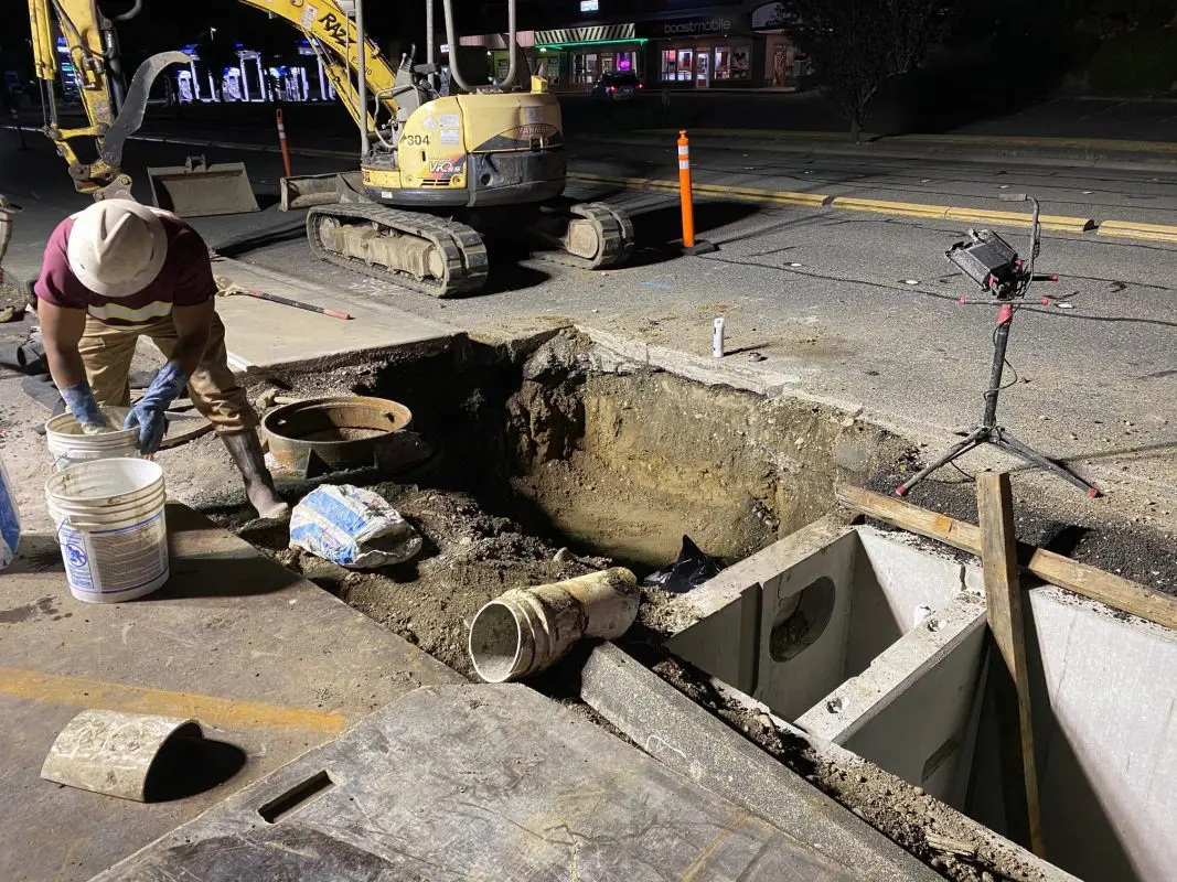 Construction work involving digging in the street