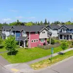 Photograph of several cottage-style homes in Bellingham's Roosevelt neighborhood.