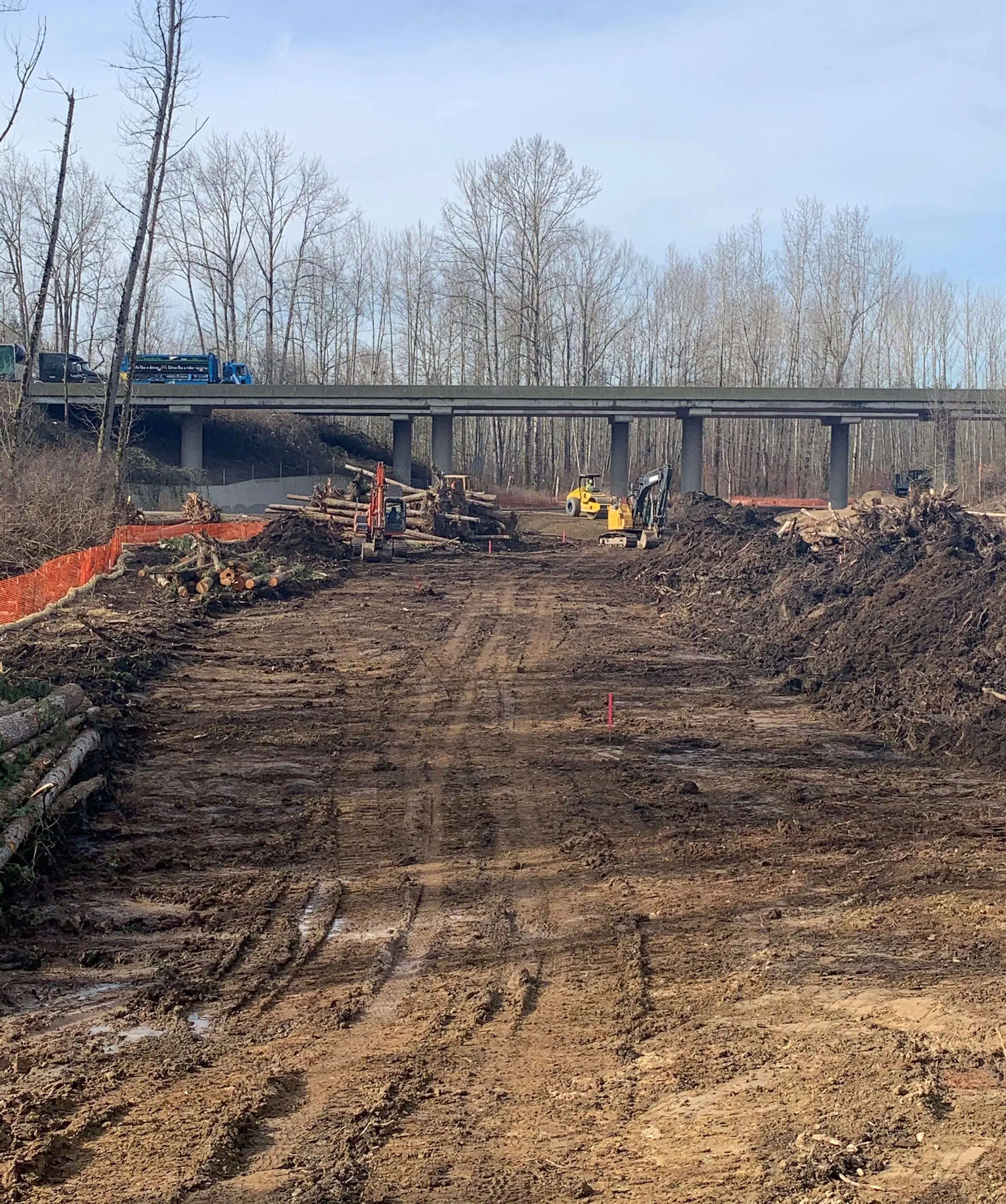 Orchard connector long shot clearing under I-5