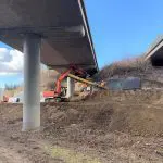 Orchard under I-5 overpass