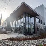 Outside main entrance of Pacific Street Operations Center at 2221 Pacific Street