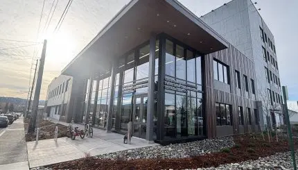 Outside main entrance of Pacific Street Operations Center at 2221 Pacific Street