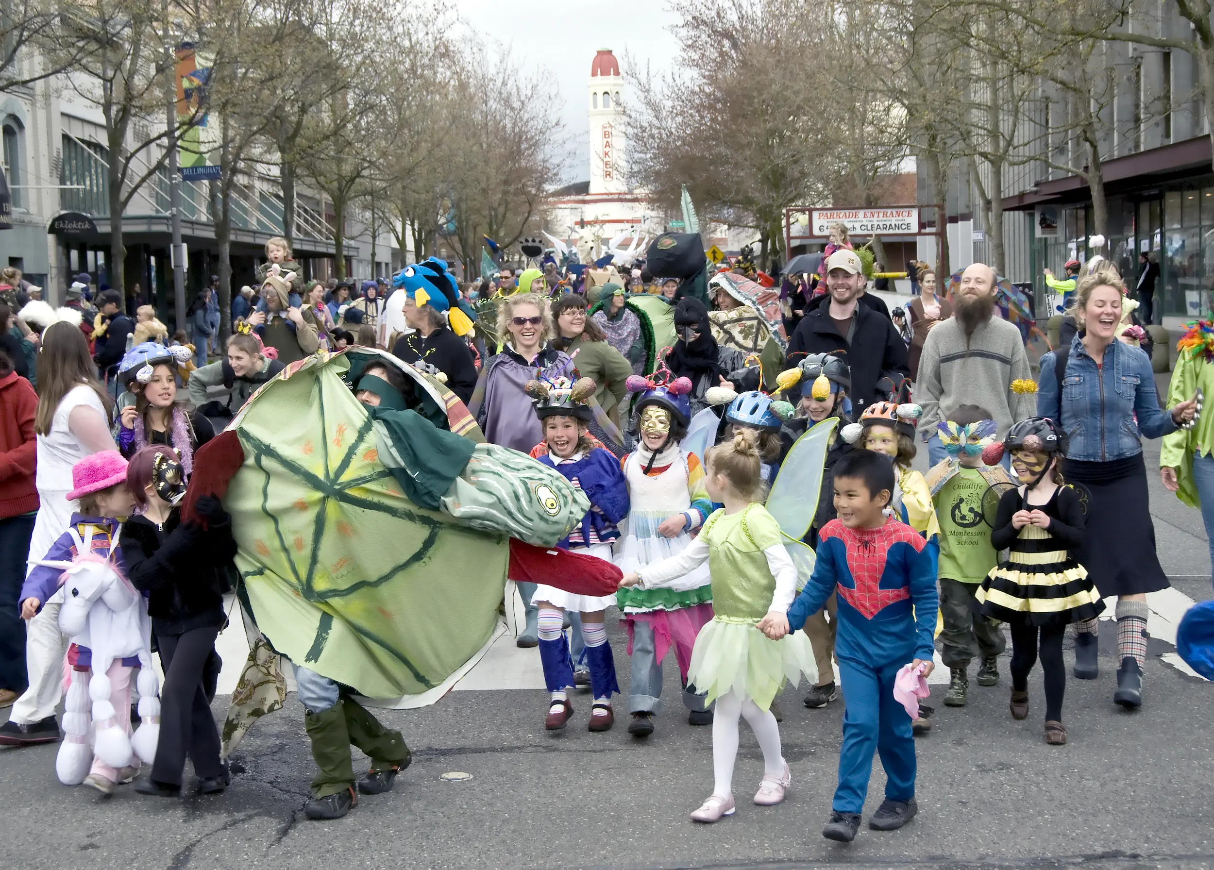 Costumed people in a parade