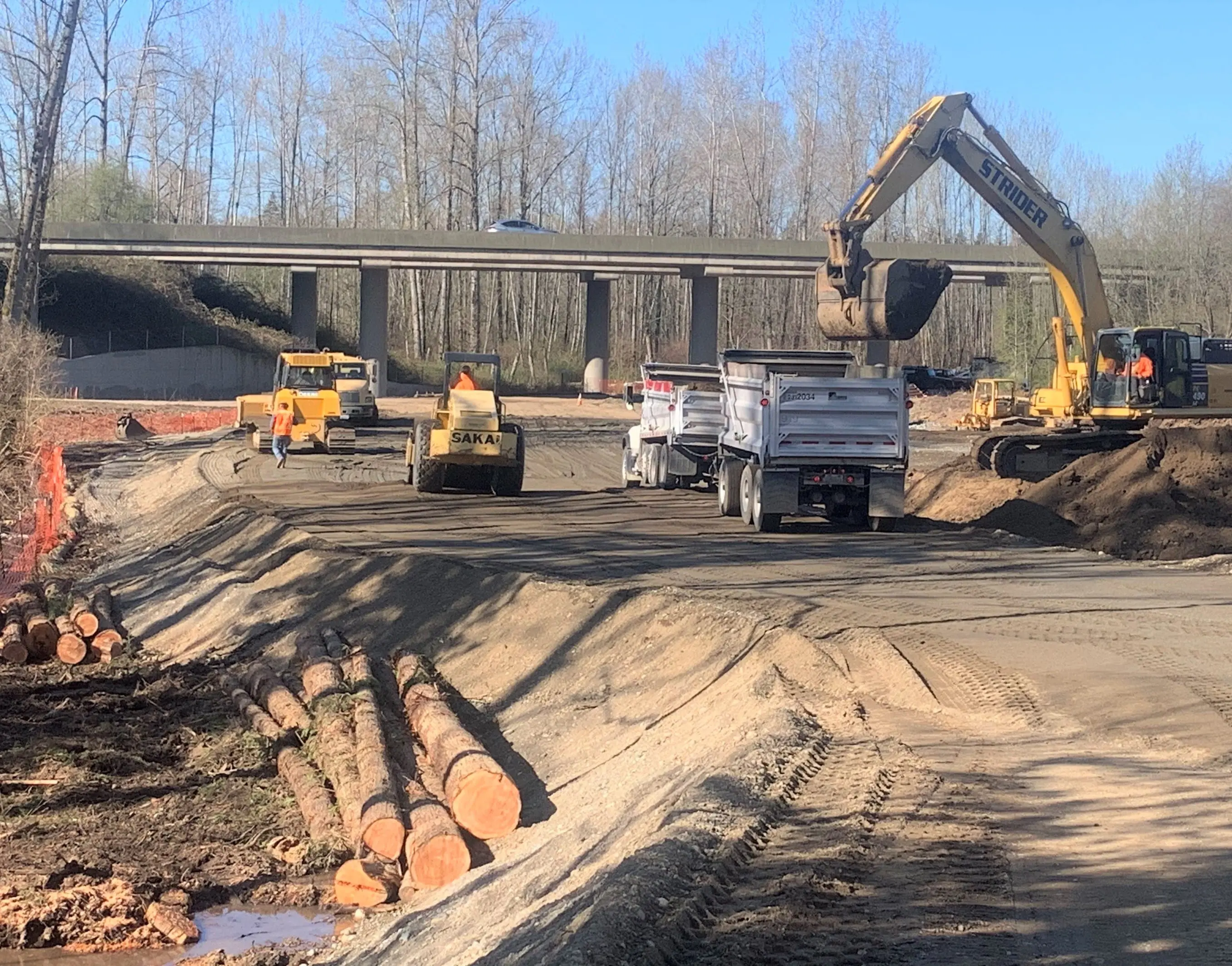 Orchard connector street construction in progress mid-April