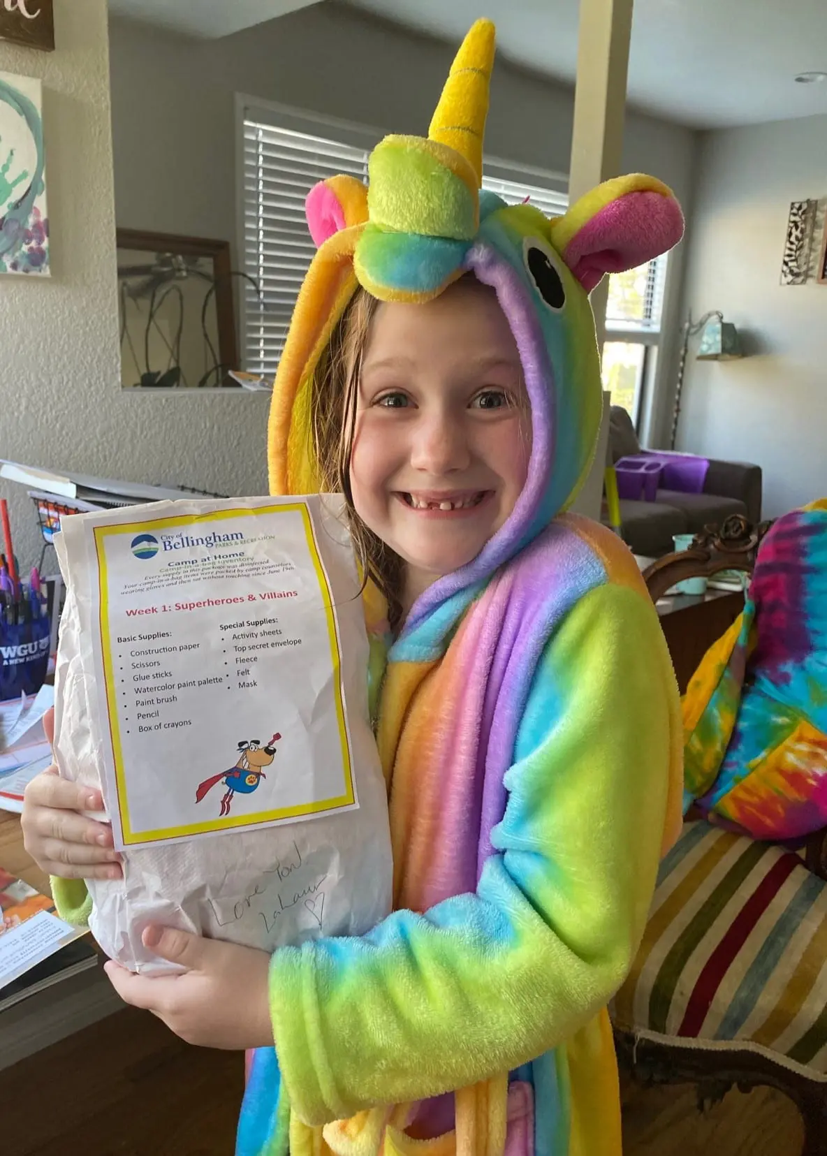 child in unicorn costume