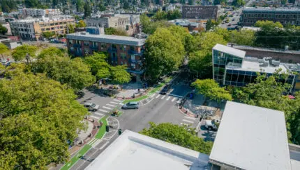 Aerial photo of Holly Street in downtown Bellingham