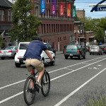 Buffered Bike Lane on Holly Street entering Downtown