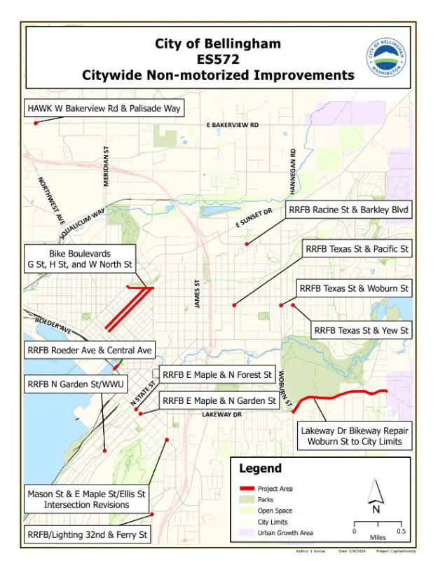 Vicinity map for 2025 non-motorized improvements project