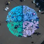 Aerial photo of the new Sunnyland Street Mural, art by Eliza Carver