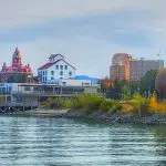 A photo of Waterfront Park with City Hall in the background
