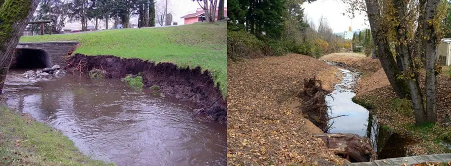 Baker Creek after bank erosion restoration