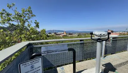 A viewfinder overlooking a city