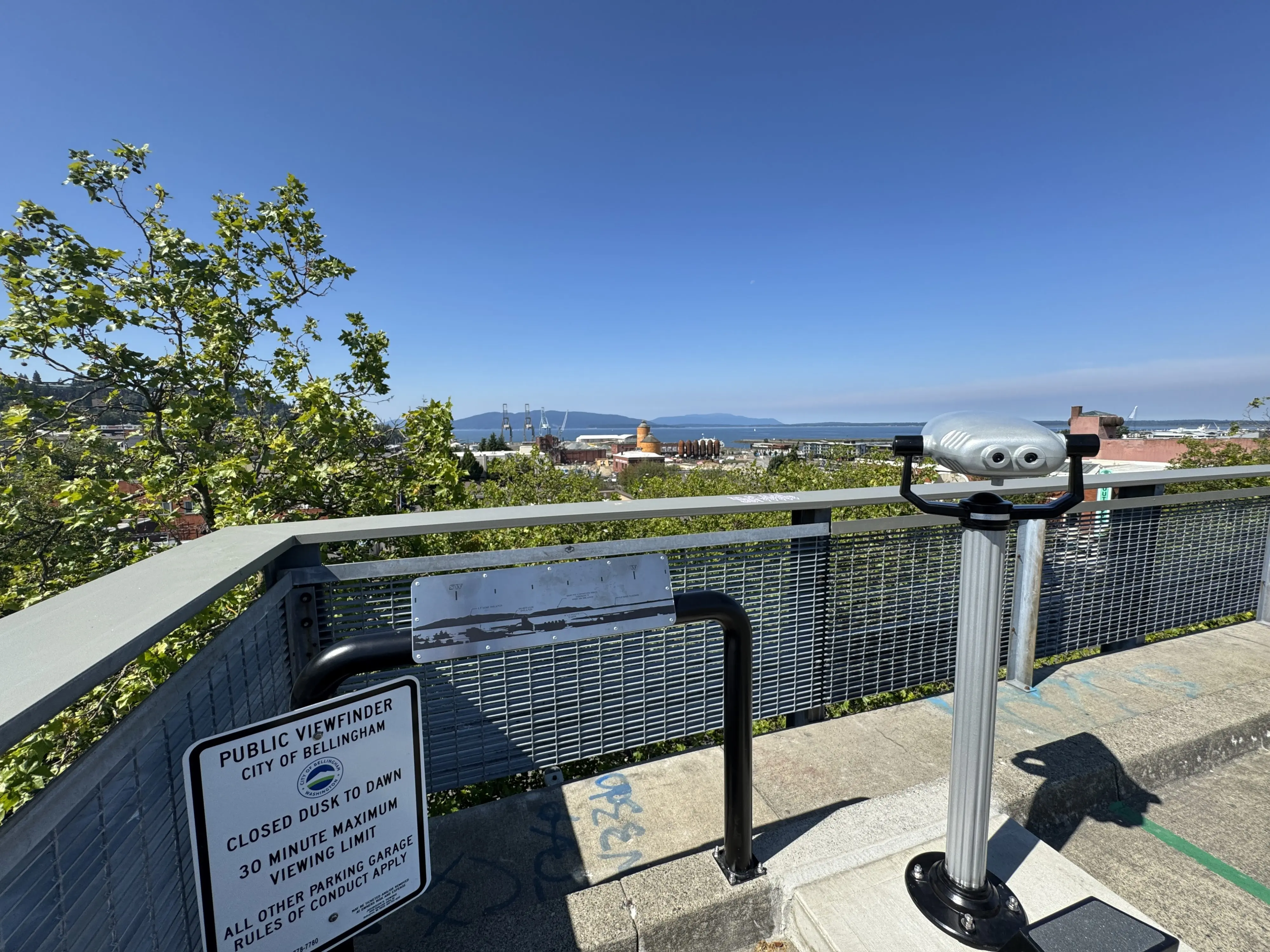A viewfinder overlooking a city