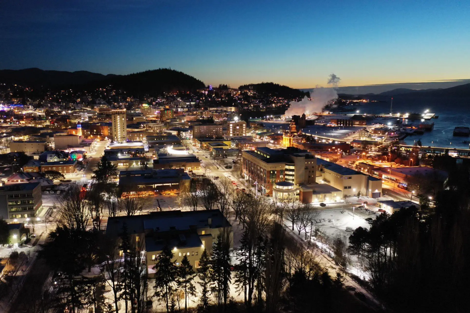 city landscape at dusk