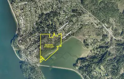 Aerial view of development project boundaries