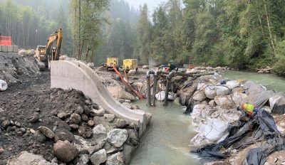 Construction work in Middle Fork River
