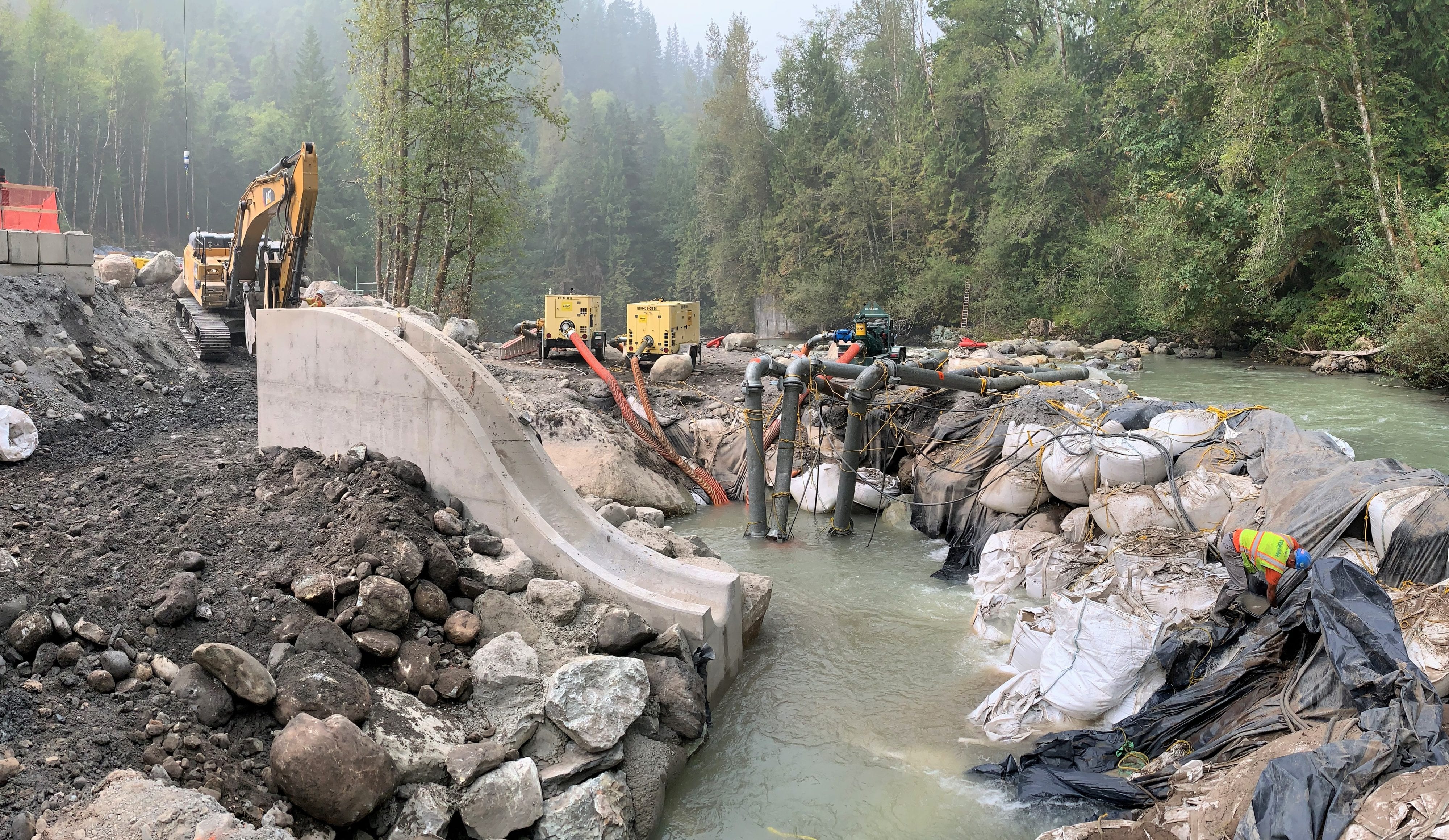 Construction work in Middle Fork River