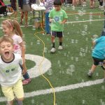 Children playing with bubbles