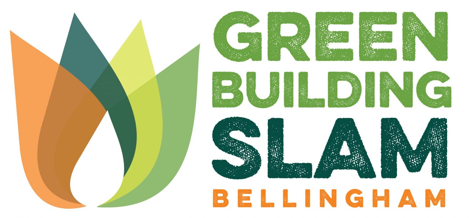 Green Building Slam Bellingham logo with shades of green, blue, orange, yellow.
