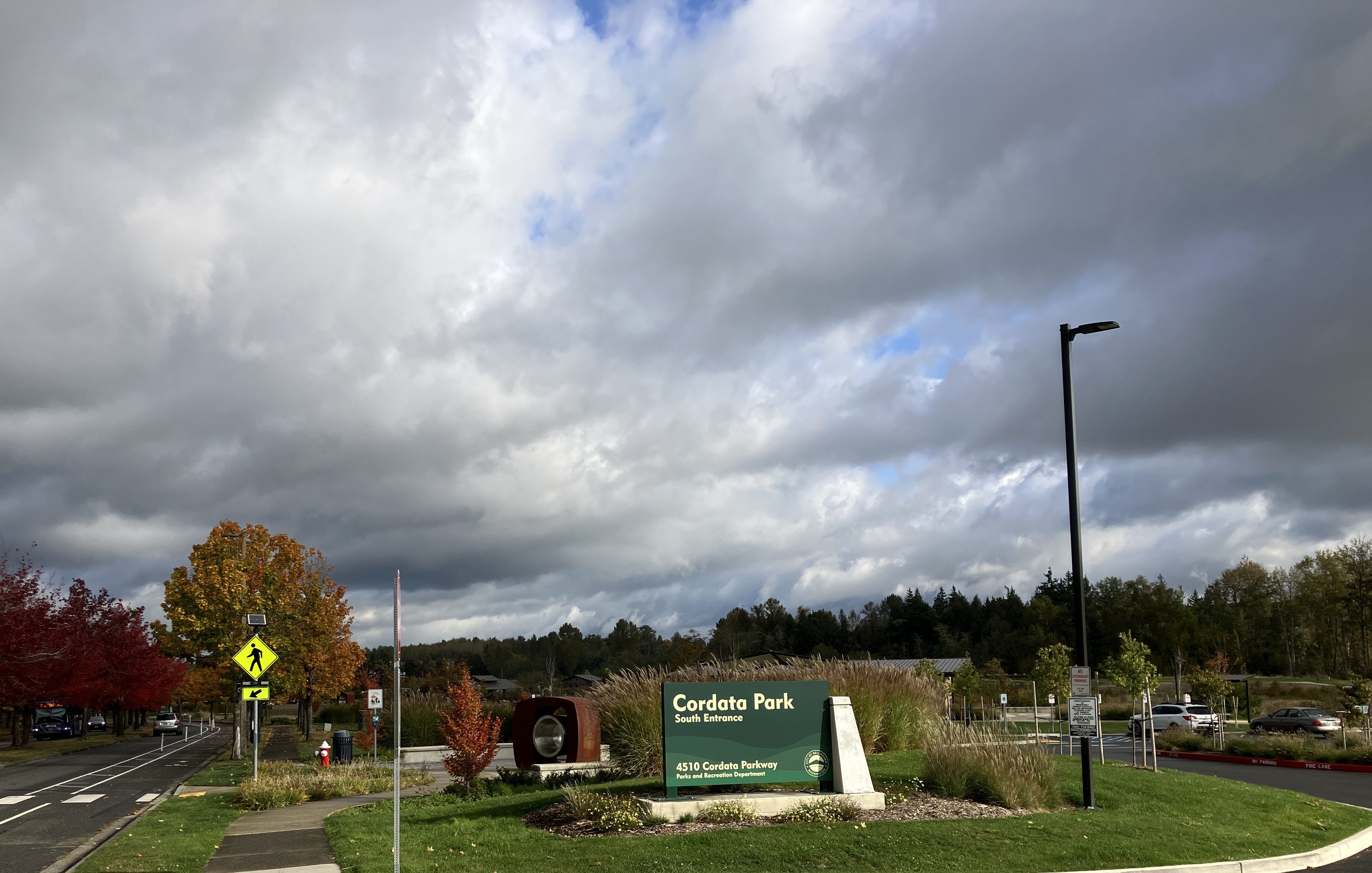 Large sign reading "Cordata Park: South Entrance"