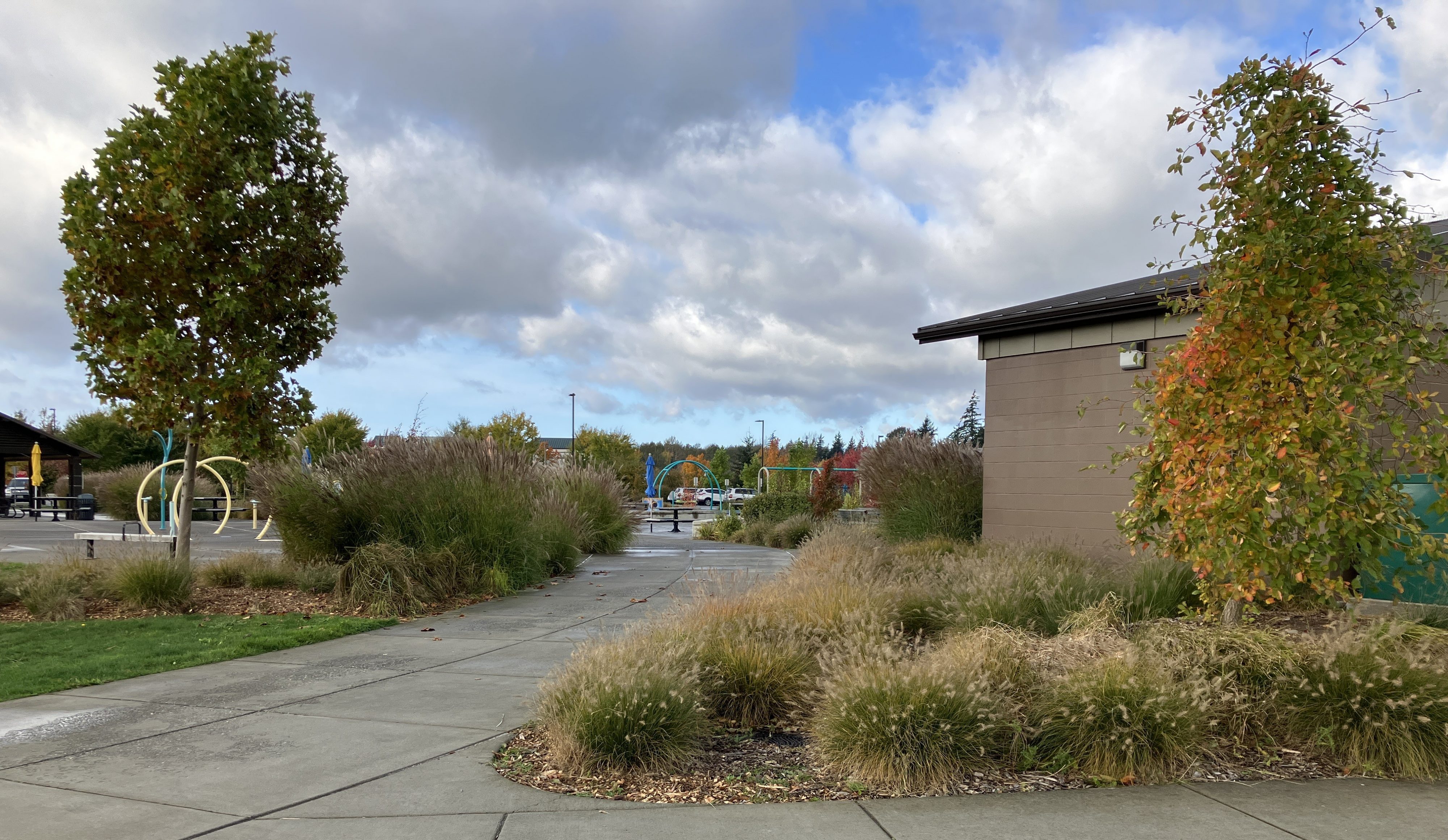 Walking path leading to spray park