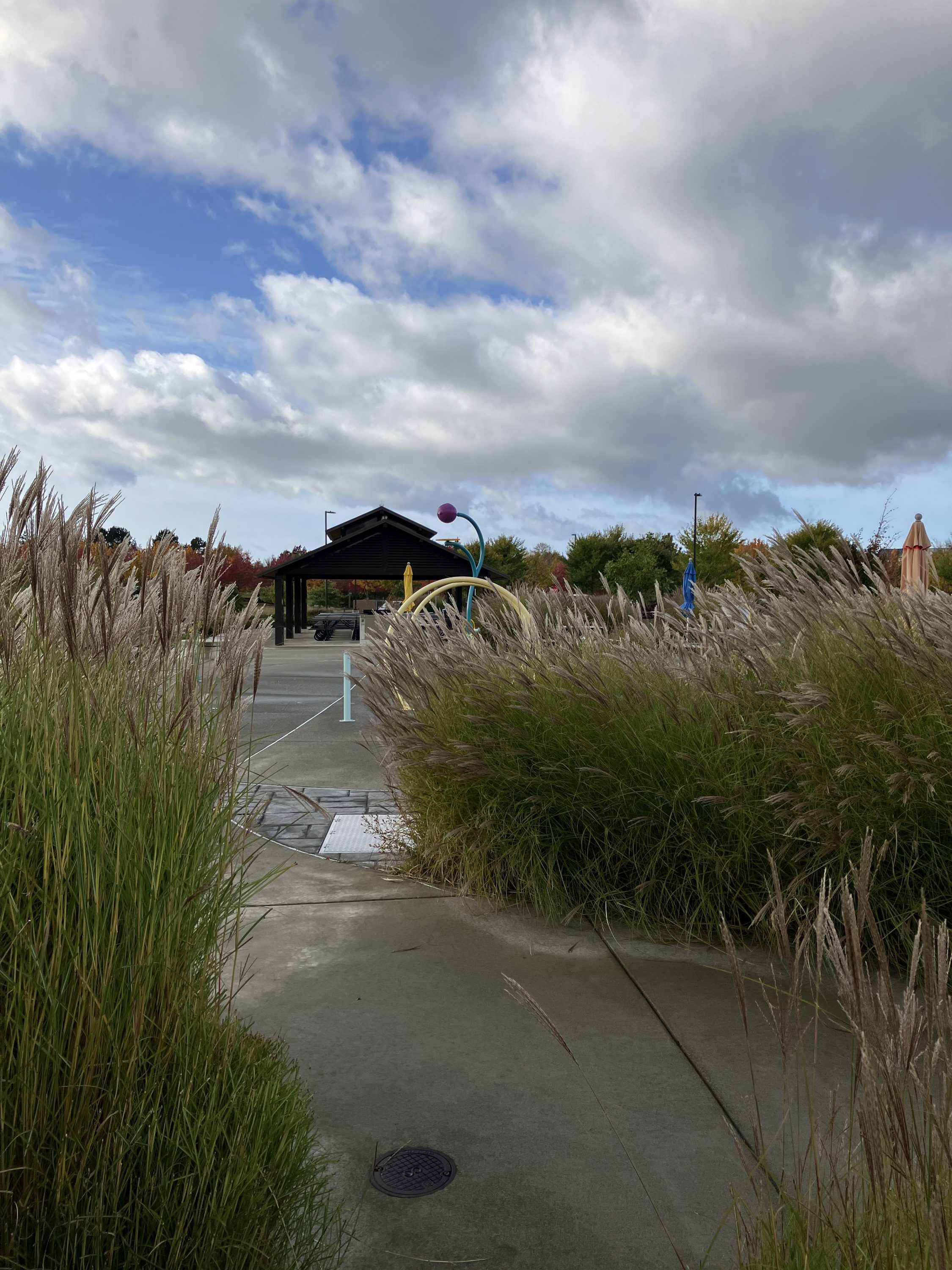 Walking path leading to spray park