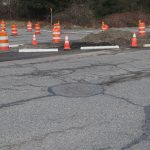 Roadway with traffic cones