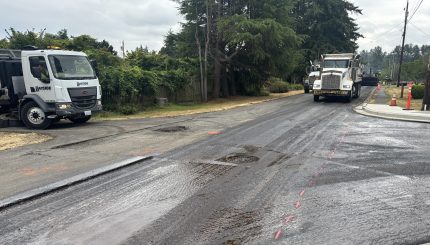 Intersection of road being repaved
