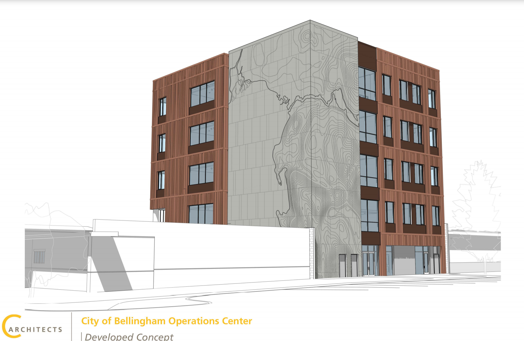 Drawing new City Operations Administration building