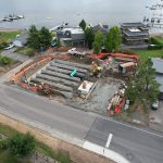 Aerial image showing construction work near Lake Whatcom