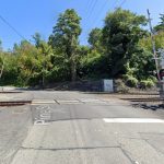 Railroad tracks crossing a road