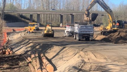 Orchard connector street construction in progress mid-April