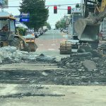 Deconstruction at State and Ellis intersection to access and replace wooden supports