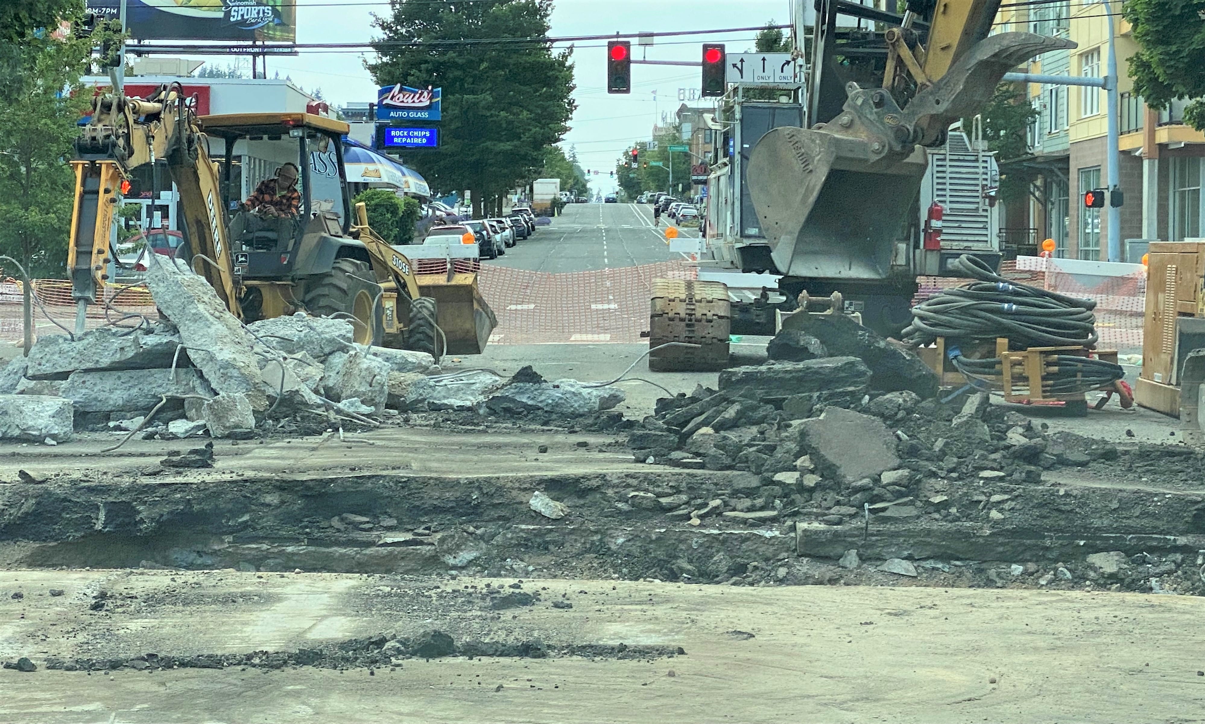 Deconstruction at State and Ellis intersection to access and replace wooden supports