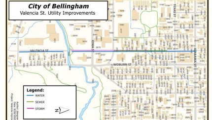 Map showing utility improvements along Valencia Street
