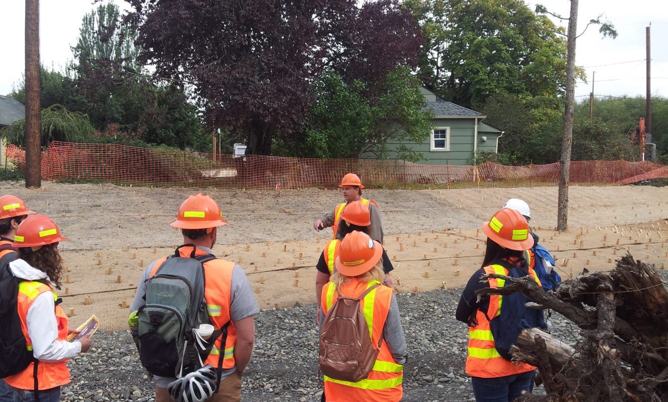 WWU students taking tour of Padden Creek Daylighting project, led by City staff