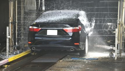 Carwashed Black Sedan